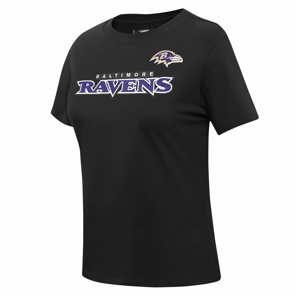 NFL BALTIMORE RAVENS CLASSIC SHORT SLEEVE WOMEN'S SLIM FIT TEE (BLACK)