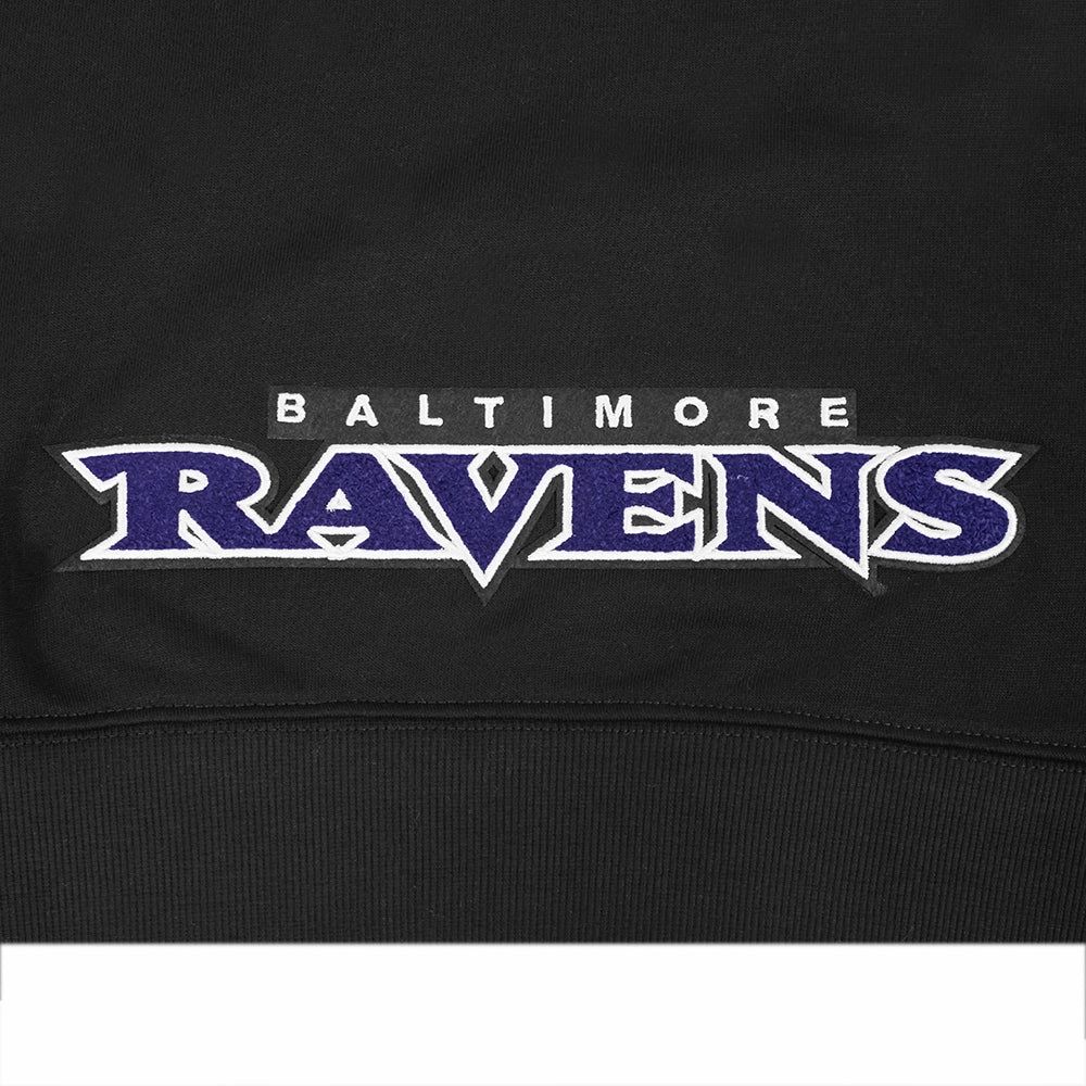 NFL BALTIMORE RAVENS CLASSIC WOMEN'S CROPPED PULLOVER HOODIE (BLACK)