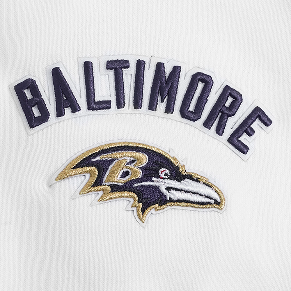 NFL BALTIMORE RAVENS CLASSIC WOMEN'S CROPPED PULLOVER HOODIE (WHITE)