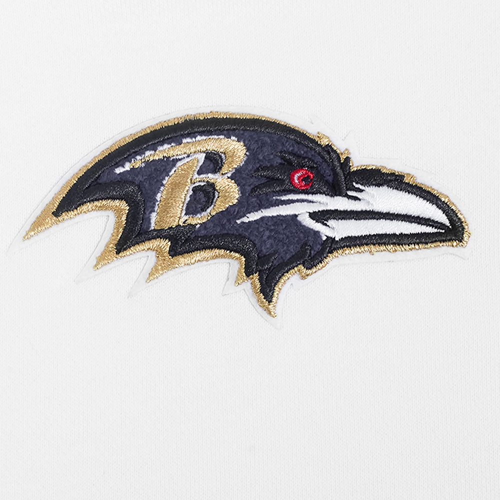 NFL BALTIMORE RAVENS CLASSIC WOMEN'S CROPPED PULLOVER HOODIE (WHITE)