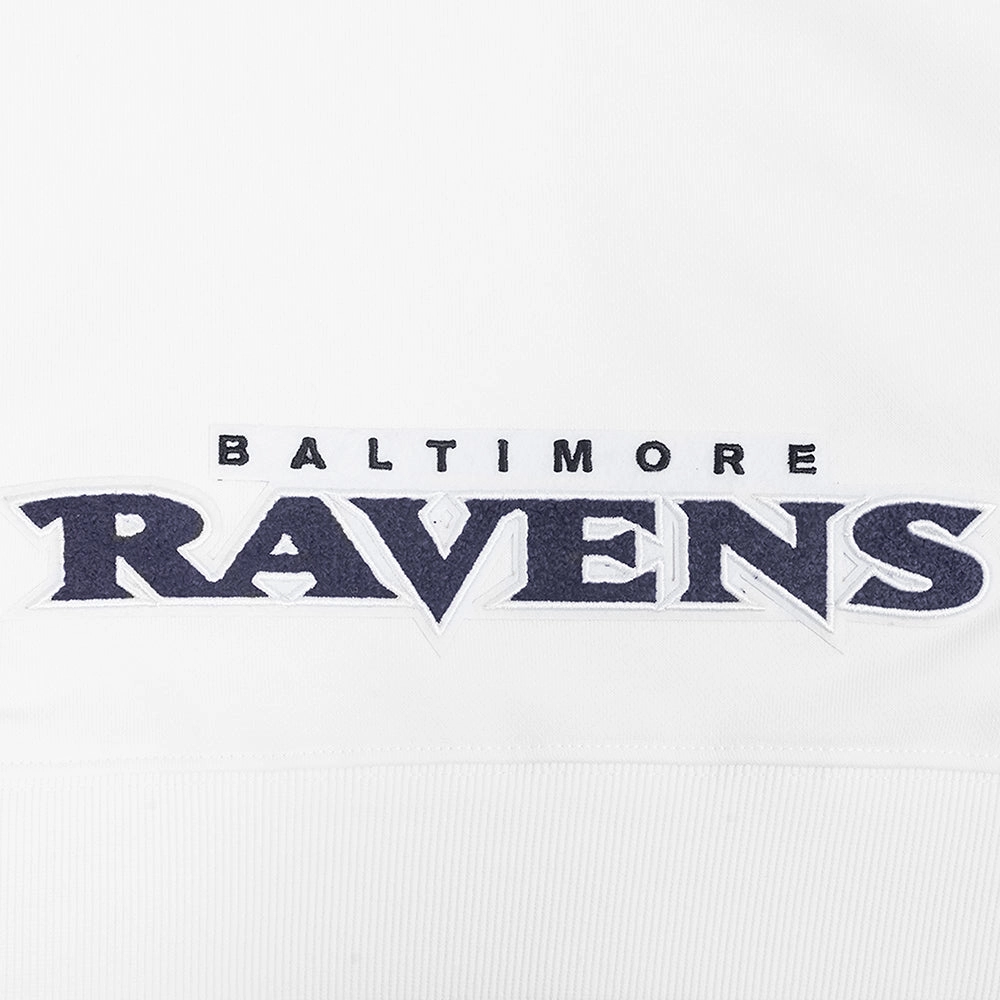 NFL BALTIMORE RAVENS CLASSIC WOMEN'S CROPPED PULLOVER HOODIE (WHITE)