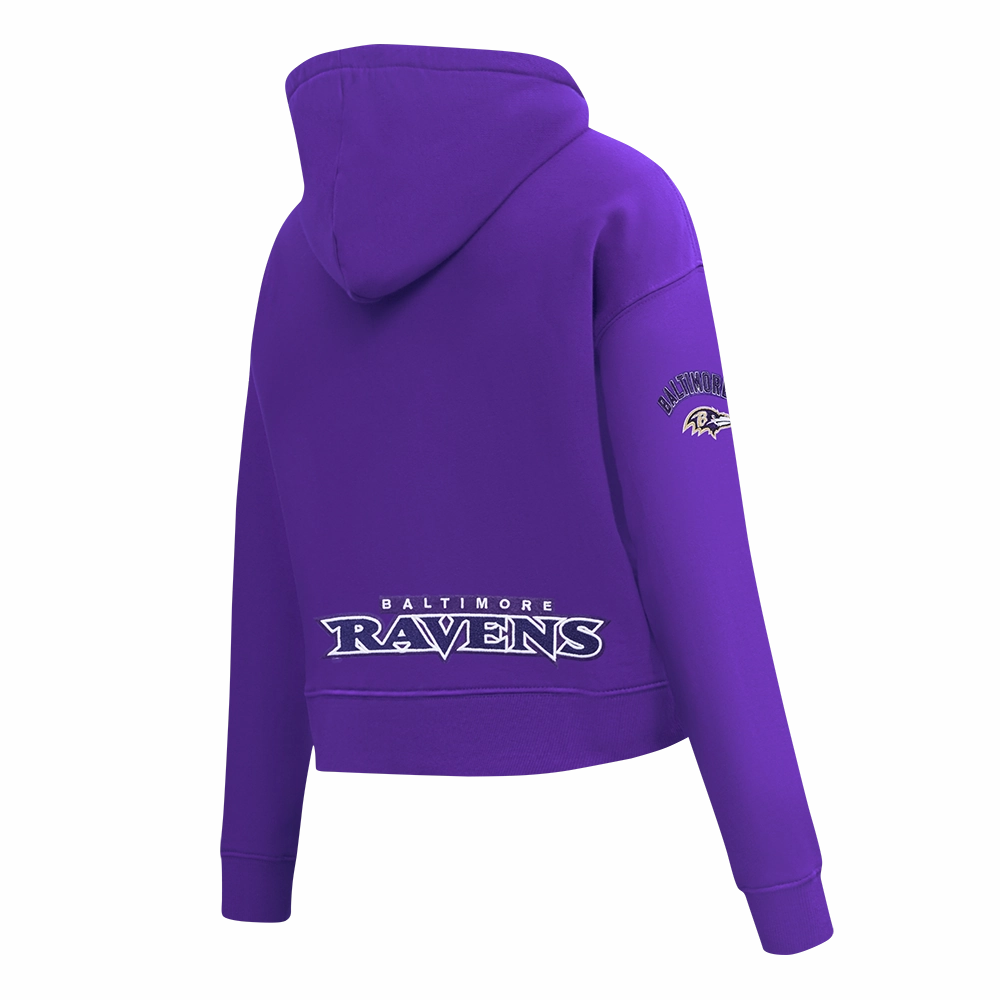 NFL BALTIMORE RAVENS CLASSIC WOMEN'S FLC CROPPED PO HOODIE (PURPLE)