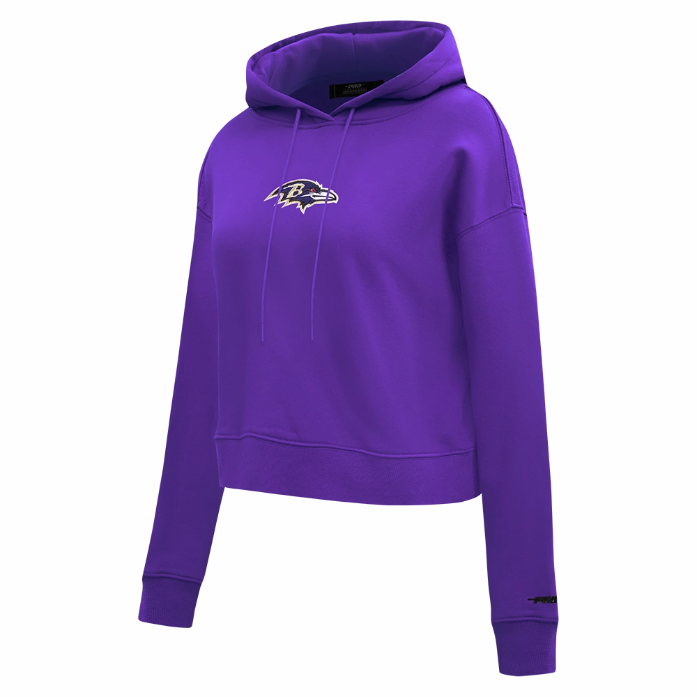 NFL BALTIMORE RAVENS CLASSIC WOMEN'S FLC CROPPED PO HOODIE (PURPLE)