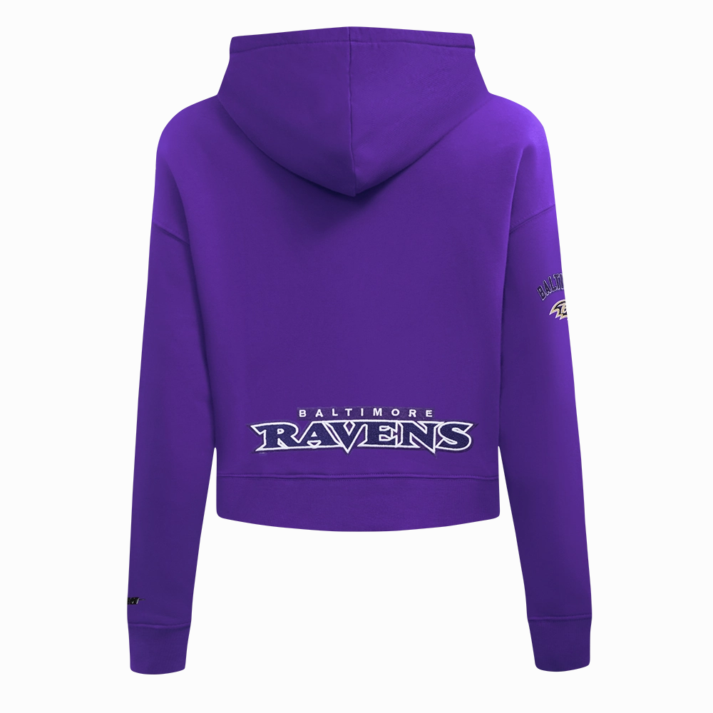 NFL BALTIMORE RAVENS CLASSIC WOMEN'S FLC CROPPED PO HOODIE (PURPLE)