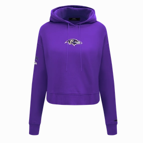NFL BALTIMORE RAVENS CLASSIC WOMEN'S FLC CROPPED PO HOODIE (PURPLE)