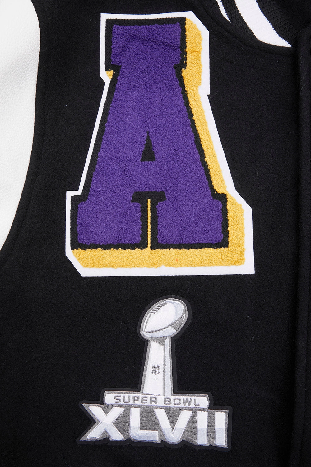 NFL BALTIMORE RAVENS MASHUP MEN'S RIB WOOL VARSITY JACKET (BLACK/WHITE)