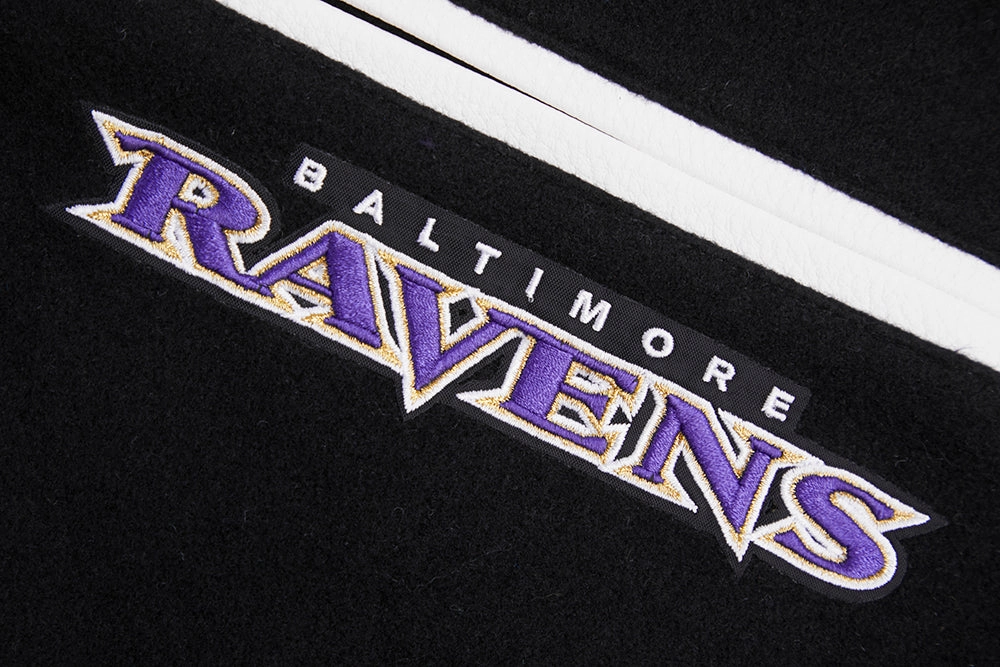 NFL BALTIMORE RAVENS MASHUP MEN'S RIB WOOL VARSITY JACKET (BLACK/WHITE)