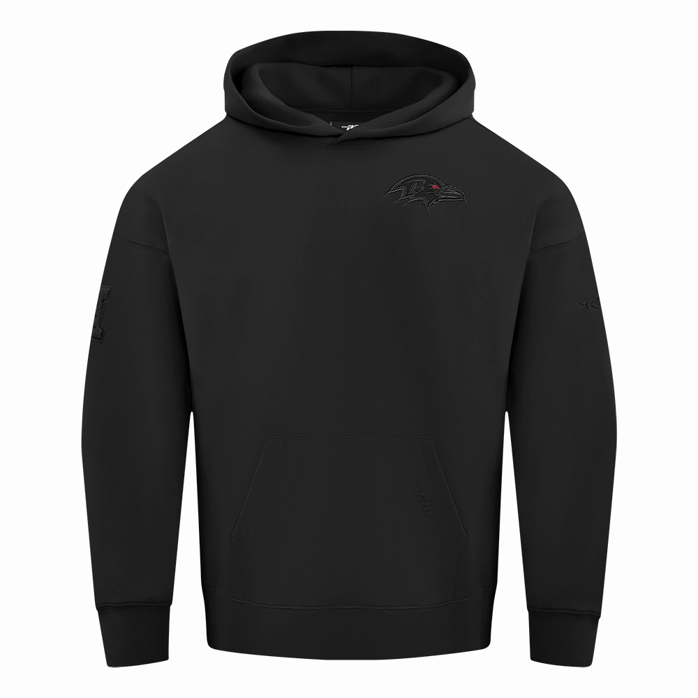 NFL BALTIMORE RAVENS NEUTRAL MEN'S DROP SHOULDER PULLOVER HOODIE (BLACK)