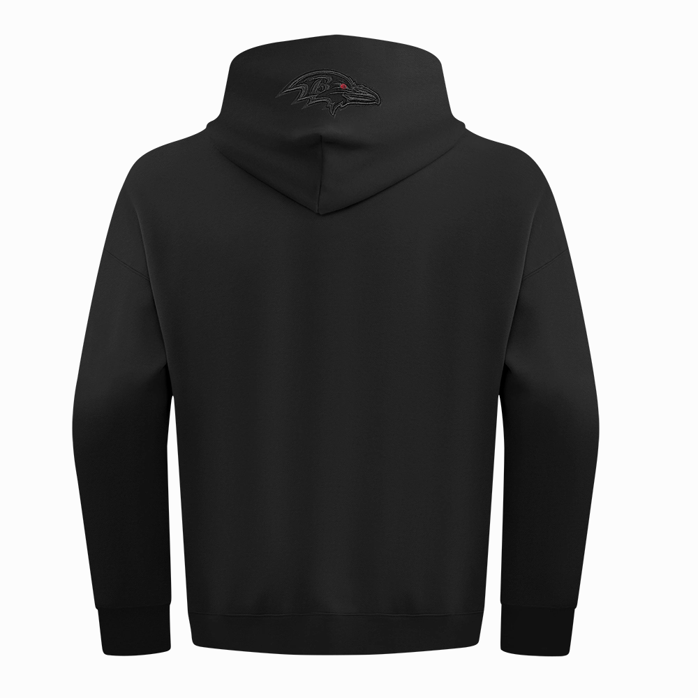 NFL BALTIMORE RAVENS NEUTRAL MEN'S DROP SHOULDER PULLOVER HOODIE (BLACK)