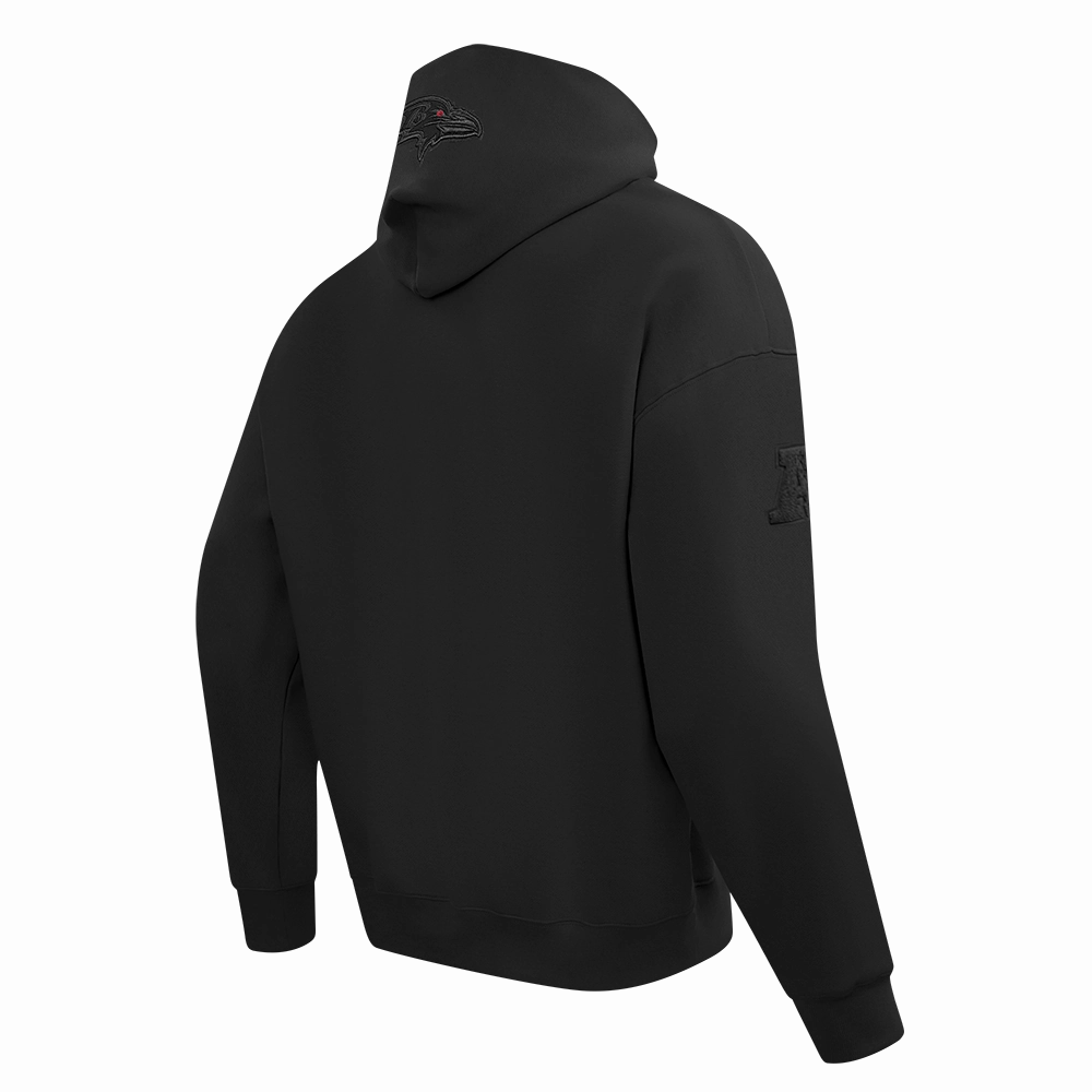 NFL BALTIMORE RAVENS NEUTRAL MEN'S DROP SHOULDER PULLOVER HOODIE (BLACK)