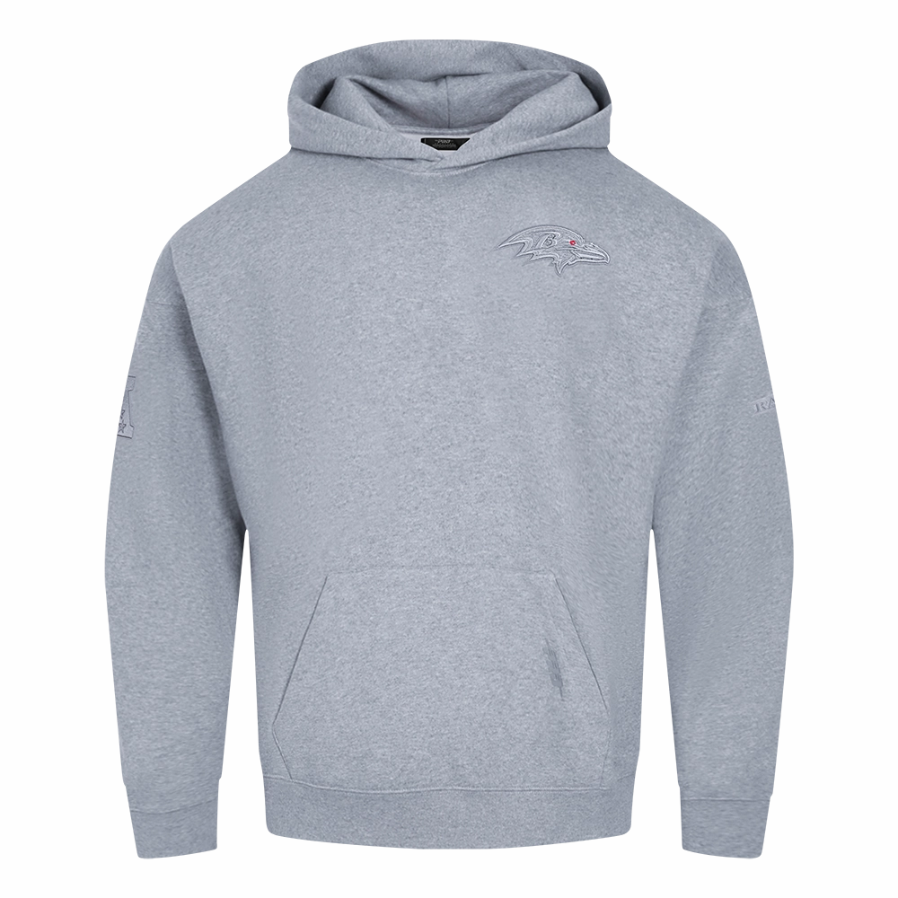 NFL BALTIMORE RAVENS NEUTRAL MEN'S DROP SHOULDER PULLOVER HOODIE (DARK HEATHER GRAY)