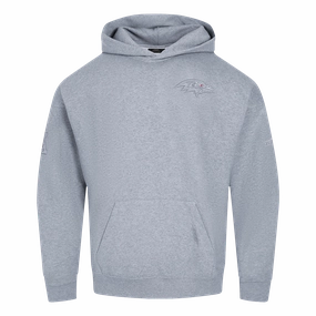 NFL BALTIMORE RAVENS NEUTRAL MEN'S DROP SHOULDER PULLOVER HOODIE (DARK HEATHER GRAY)