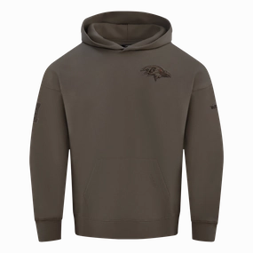 NFL BALTIMORE RAVENS NEUTRAL MEN'S DROP SHOULDER PULLOVER HOODIE (DARK TAUPE)