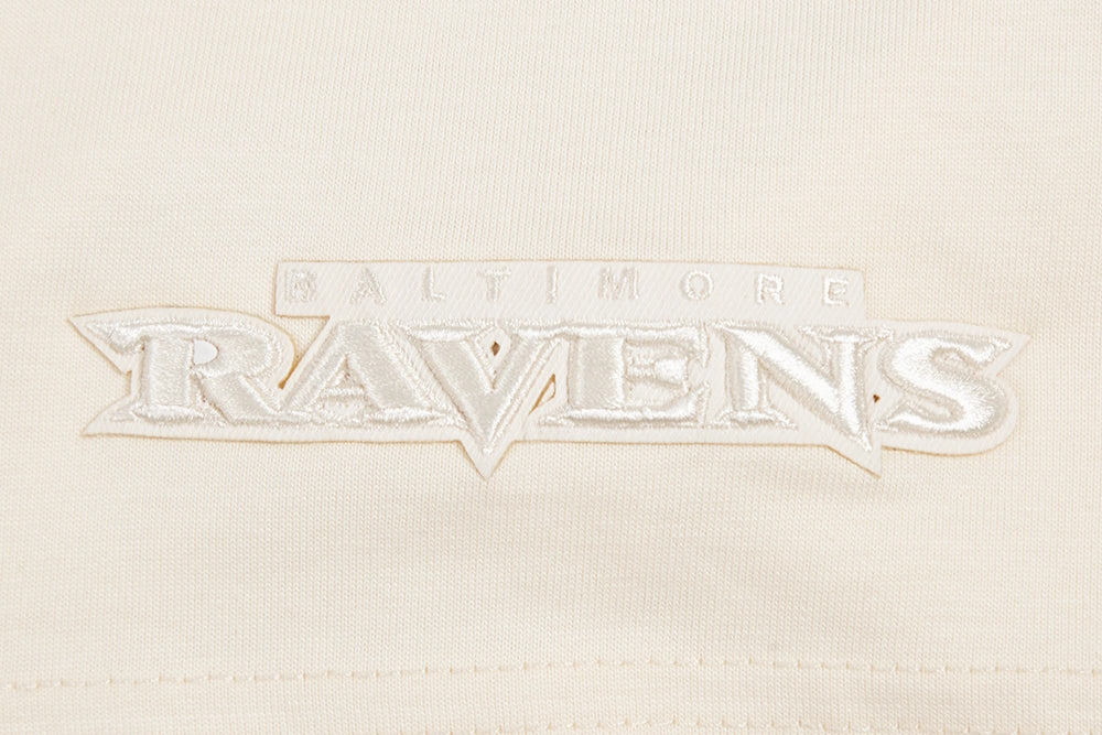 NFL BALTIMORE RAVENS NEUTRAL MEN'S DROP SHOULDER PULLOVER HOODIE (EGGSHELL)