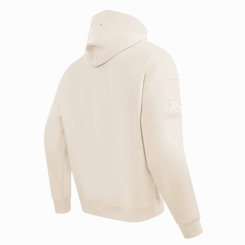 NFL BALTIMORE RAVENS NEUTRAL MEN'S DROP SHOULDER PULLOVER HOODIE (EGGSHELL)