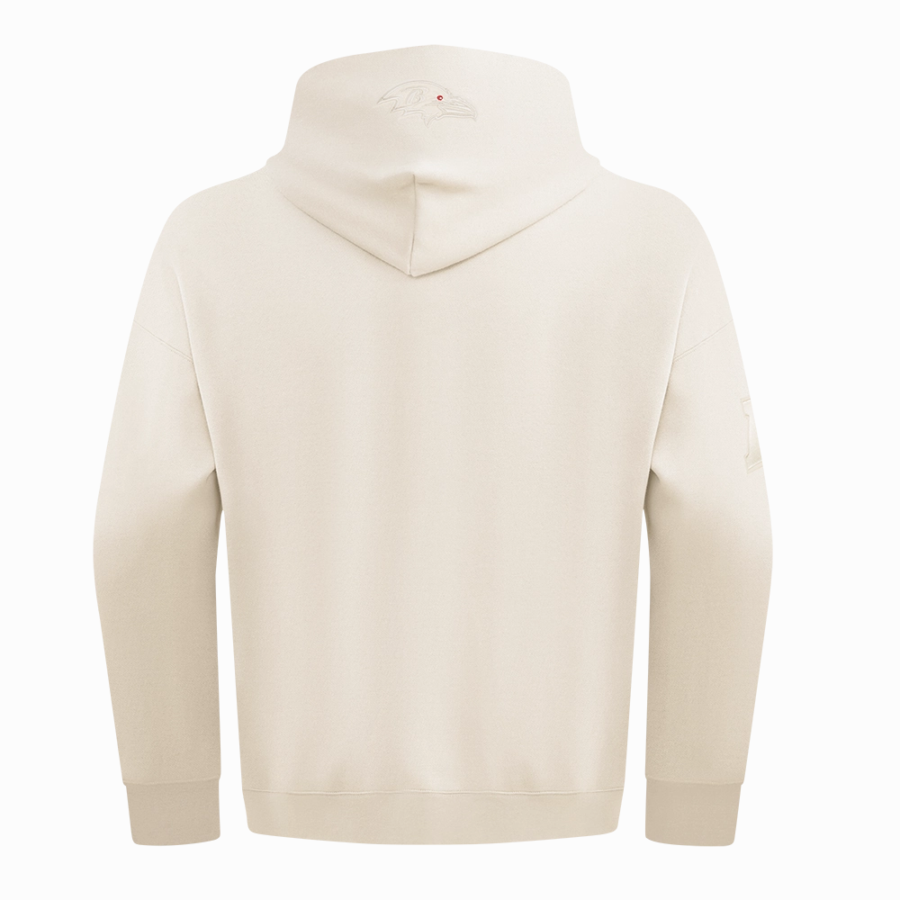 NFL BALTIMORE RAVENS NEUTRAL MEN'S DROP SHOULDER PULLOVER HOODIE (EGGSHELL)