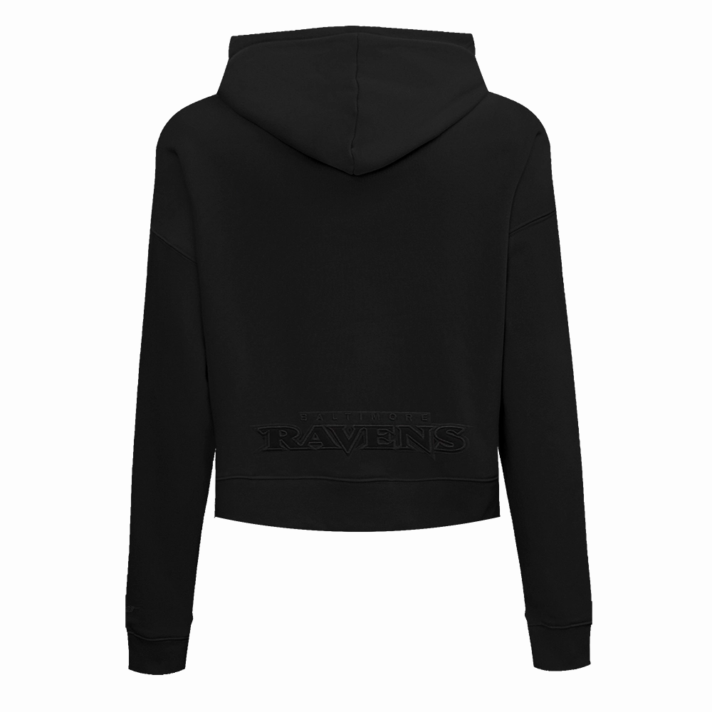 NFL BALTIMORE RAVENS NEUTRAL WOMEN'S CROPPED PULLOVER HOODIE (BLACK)