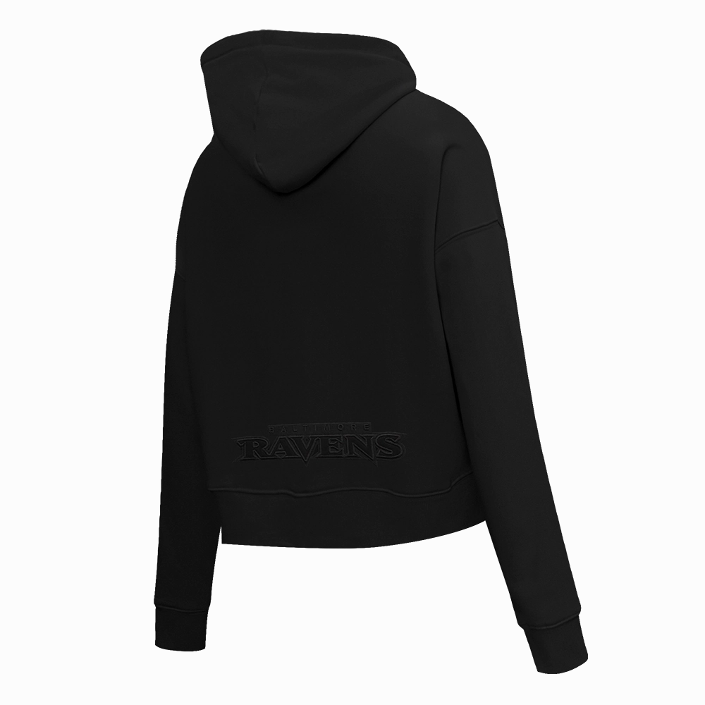 NFL BALTIMORE RAVENS NEUTRAL WOMEN'S CROPPED PULLOVER HOODIE (BLACK)