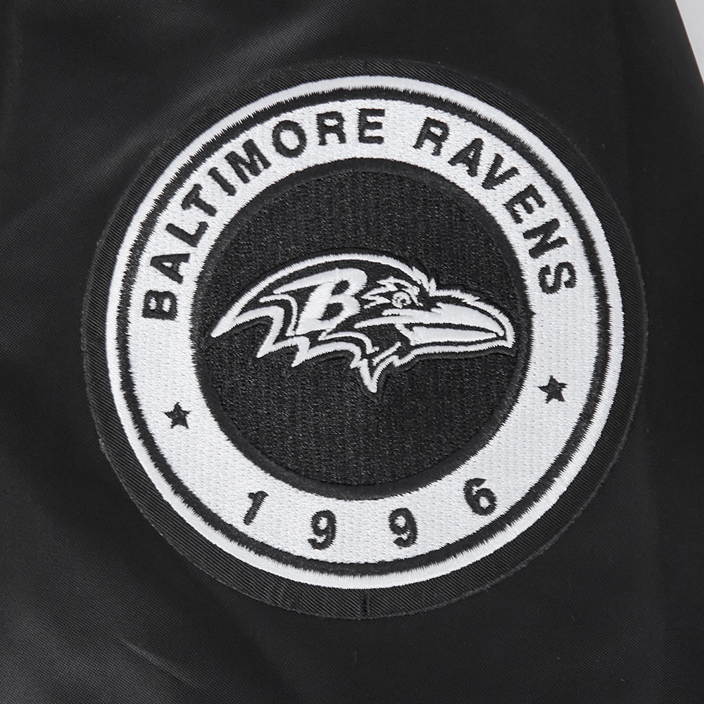 NFL BALTIMORE RAVENS PEARLS WOMEN'S RIB SATIN JACKET (BLACK)