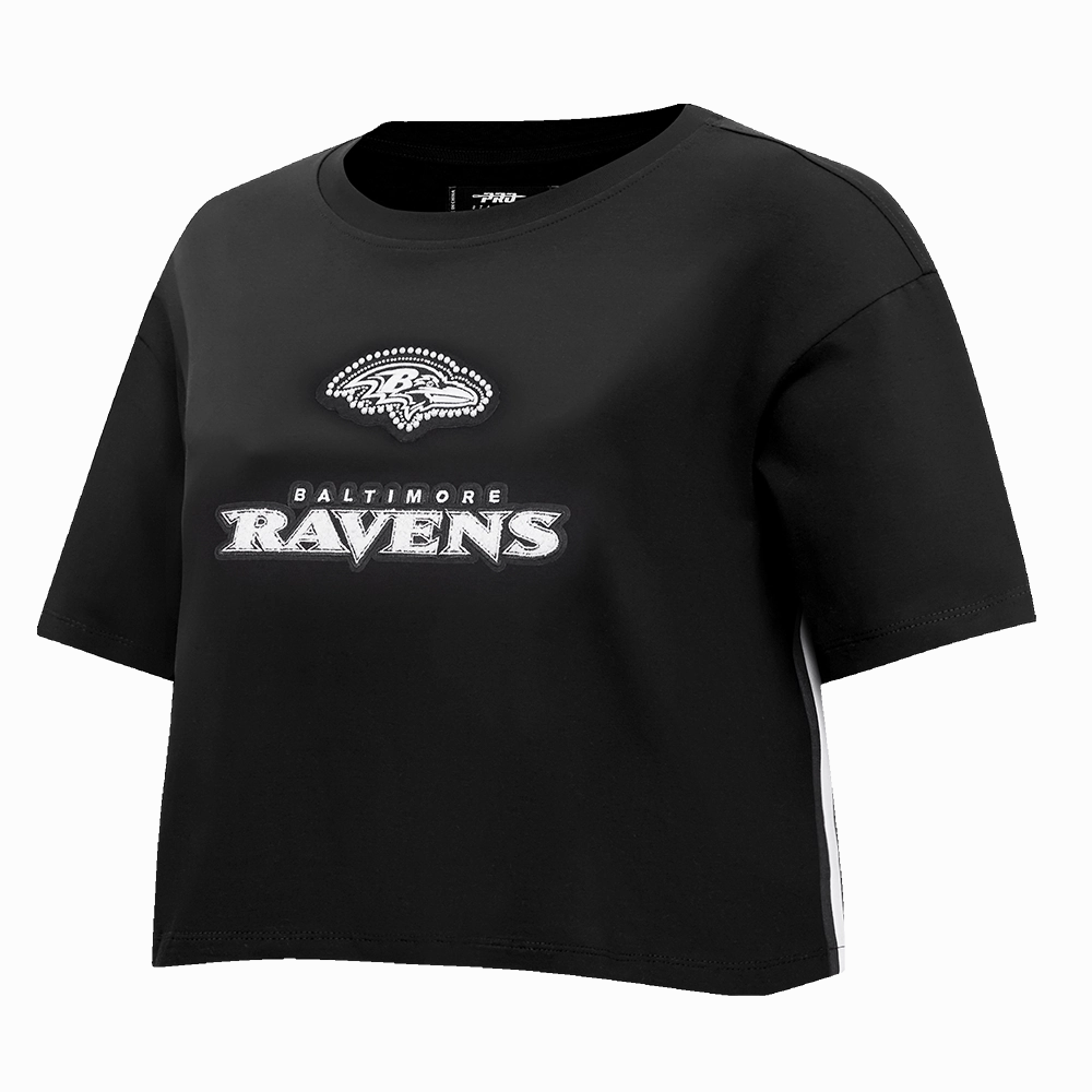 NFL BALTIMORE RAVENS PEARLS WOMEN'S SJ BOXY TEE (BLACK)