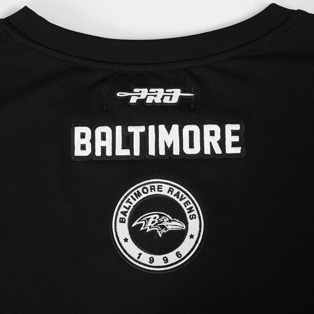 NFL BALTIMORE RAVENS PEARLS WOMEN'S SJ BOXY TEE (BLACK)