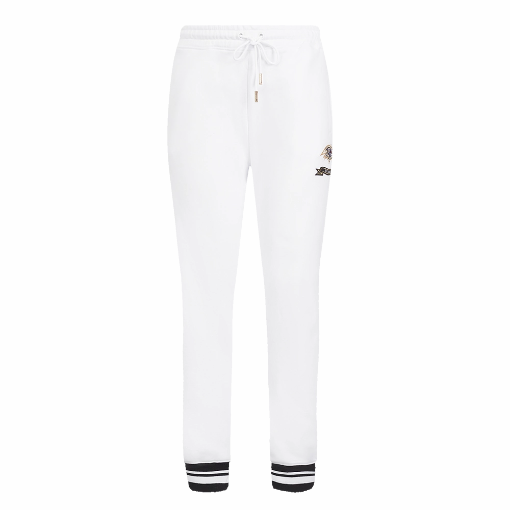NFL BALTIMORE RAVENS PRO PREP W RIB FLEECE WOMEN'S SWEATPANT (WHITE/BLACK)