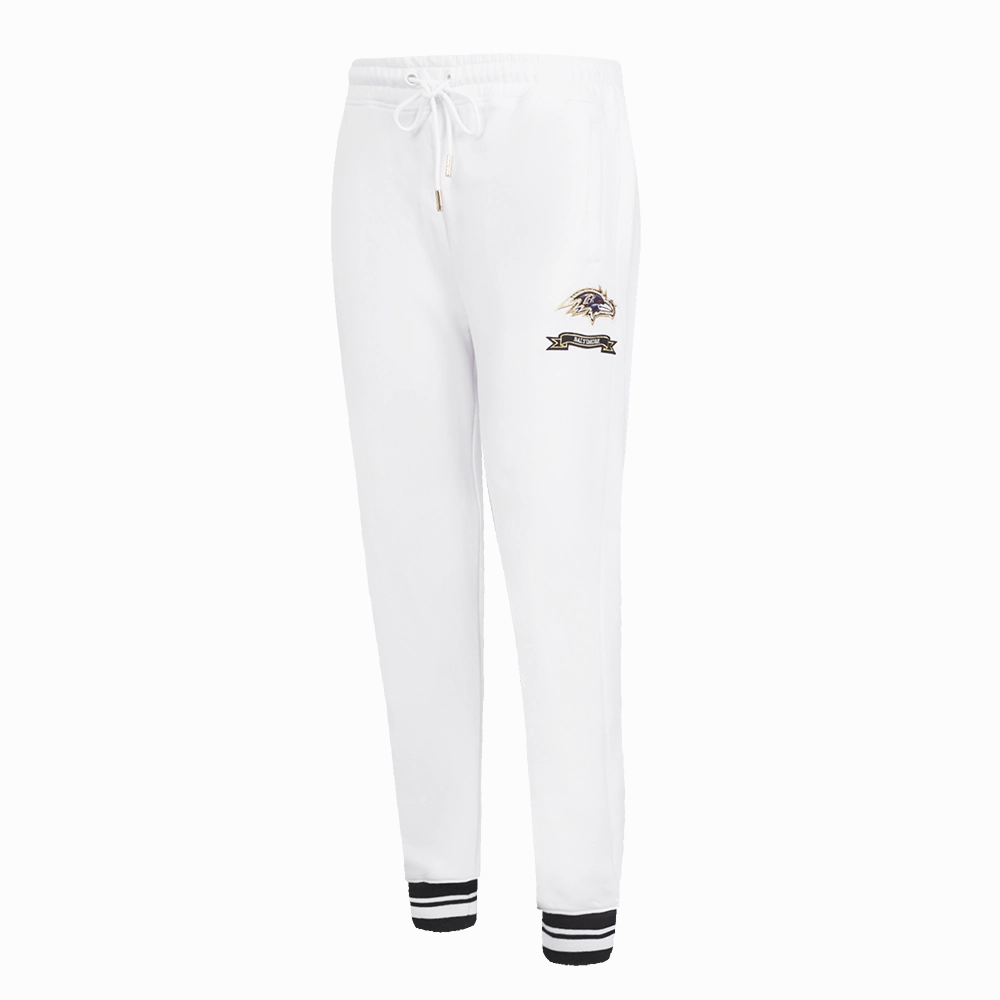 NFL BALTIMORE RAVENS PRO PREP W RIB FLEECE WOMEN'S SWEATPANT (WHITE/BLACK)