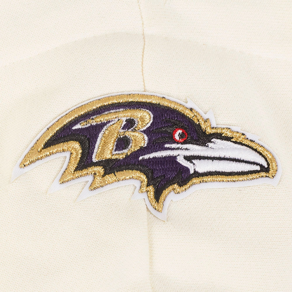 NFL BALTIMORE RAVENS RETRO CLASSIC WOMEN'S CROPPED PO HOODIE (EGGSHELL/ PURPLE)