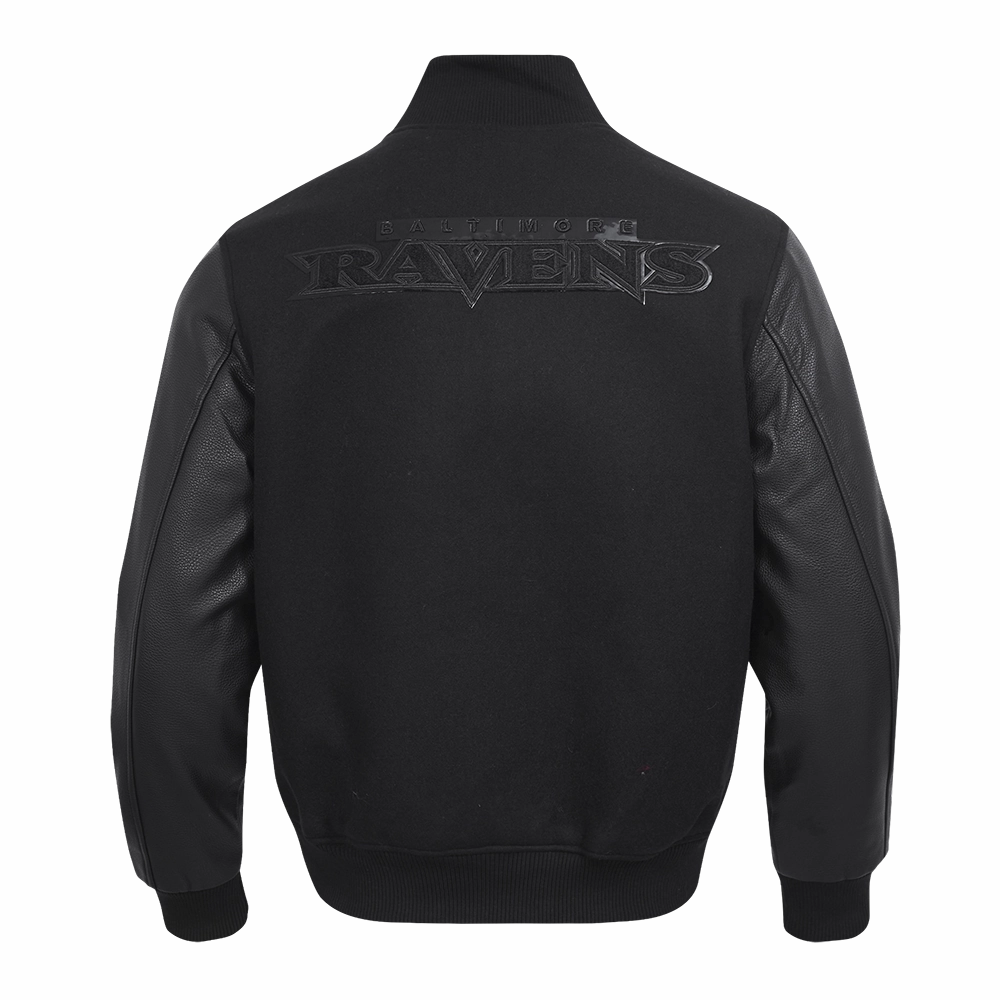 NFL BALTIMORE RAVENS TRIPLE BLACK LOGO MEN'S VARSITY JACKET (TRIPLE BLACK)