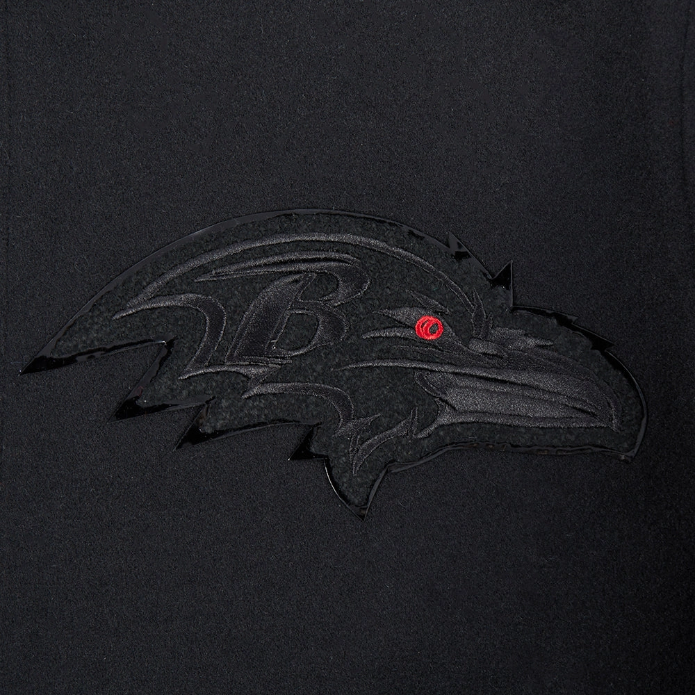 NFL BALTIMORE RAVENS TRIPLE BLACK LOGO MEN'S VARSITY JACKET (TRIPLE BLACK)