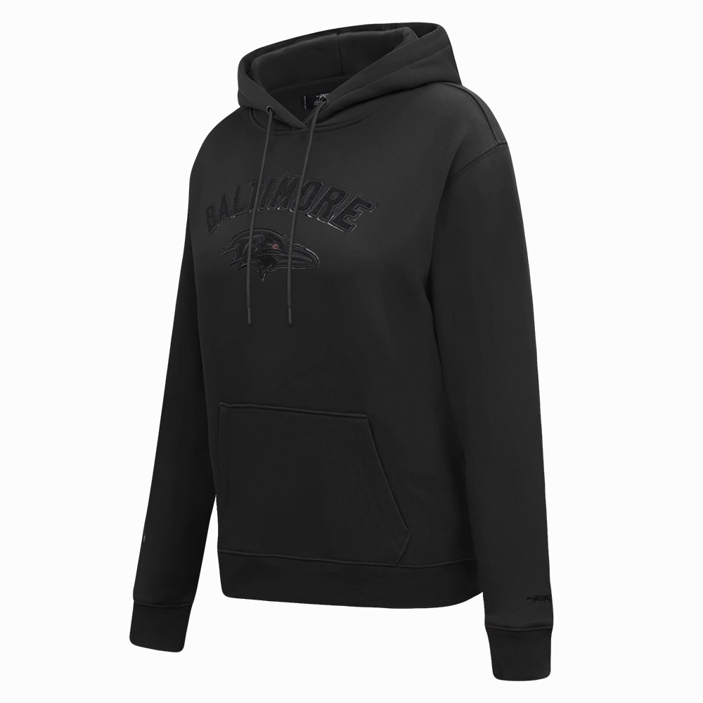 NFL BALTIMORE RAVENS TRIPLE BLACK WOMEN'S FLEECE PULLOVER HOODIE (TRIPLE BLACK WOMEN'S)