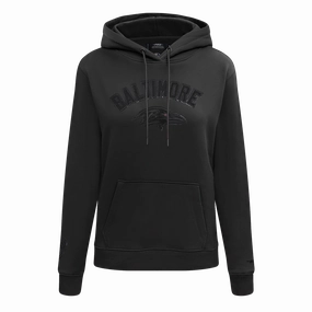 NFL BALTIMORE RAVENS TRIPLE BLACK WOMEN'S FLEECE PULLOVER HOODIE (TRIPLE BLACK WOMEN'S)