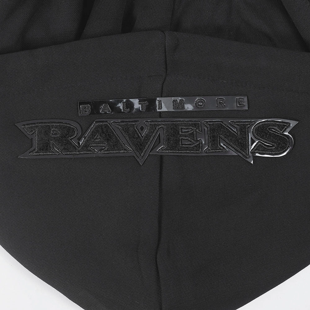 NFL BALTIMORE RAVENS TRIPLE BLACK WOMEN'S FLEECE PULLOVER HOODIE (TRIPLE BLACK WOMEN'S)