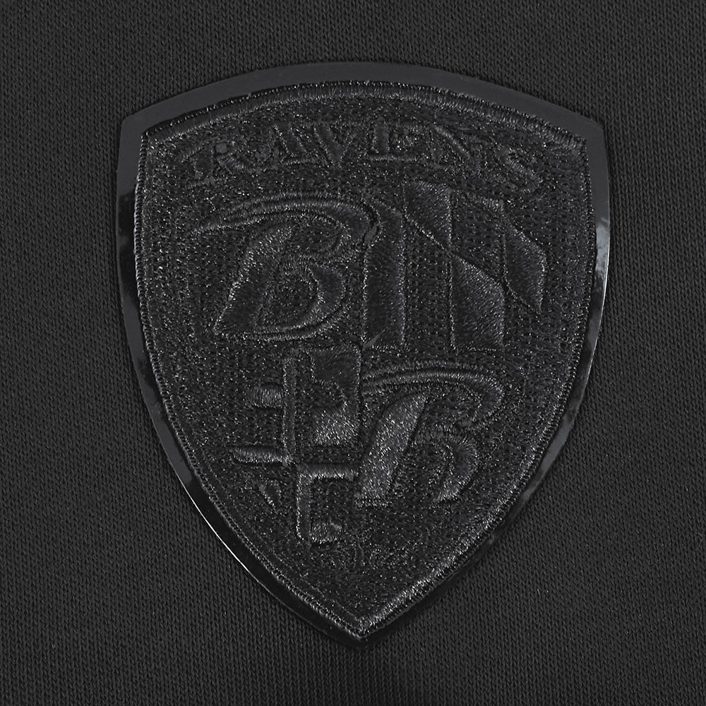 NFL BALTIMORE RAVENS TRIPLE BLACK WOMEN'S FLEECE PULLOVER HOODIE (TRIPLE BLACK WOMEN'S)