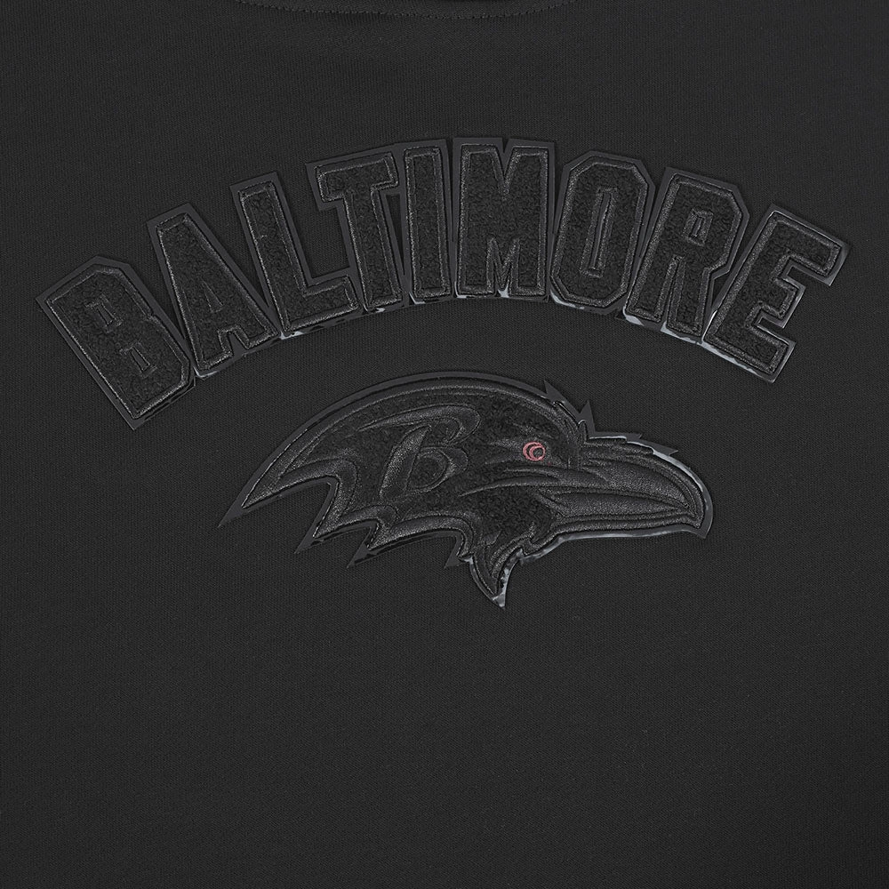NFL BALTIMORE RAVENS TRIPLE BLACK WOMEN'S FLEECE PULLOVER HOODIE (TRIPLE BLACK WOMEN'S)