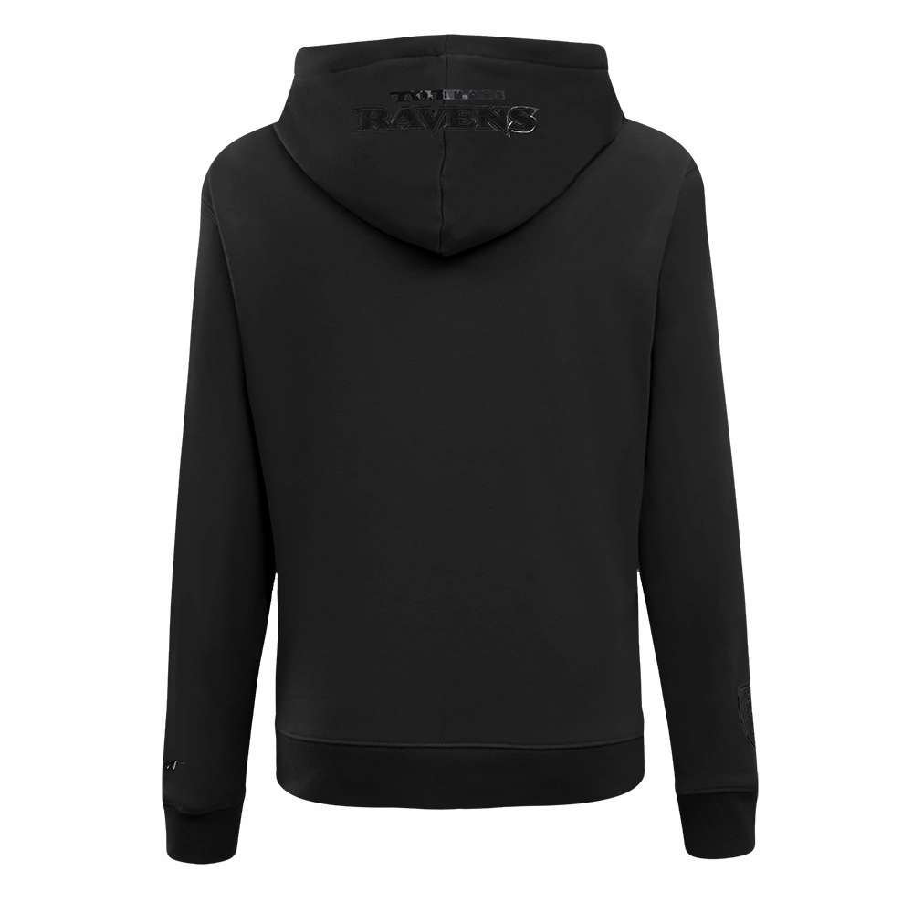 NFL BALTIMORE RAVENS TRIPLE BLACK WOMEN'S FLEECE PULLOVER HOODIE (TRIPLE BLACK WOMEN'S)