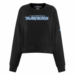 NFL BALTIMORE RAVENS VARSITY BLUES WOMEN'S CREWNECK (BLACK)