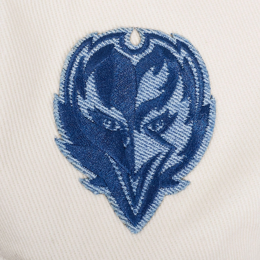 NFL BALTIMORE RAVENS VARSITY BLUES WOMEN'S DENIM VARSITY JACKET (DENIM/LINEN)