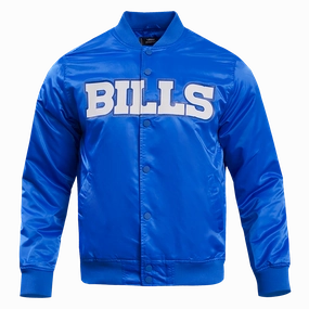 NFL BUFFALO BILLS BIG LOGO NO FILL MEN'S SATIN JACKET (ROYAL BLUE)