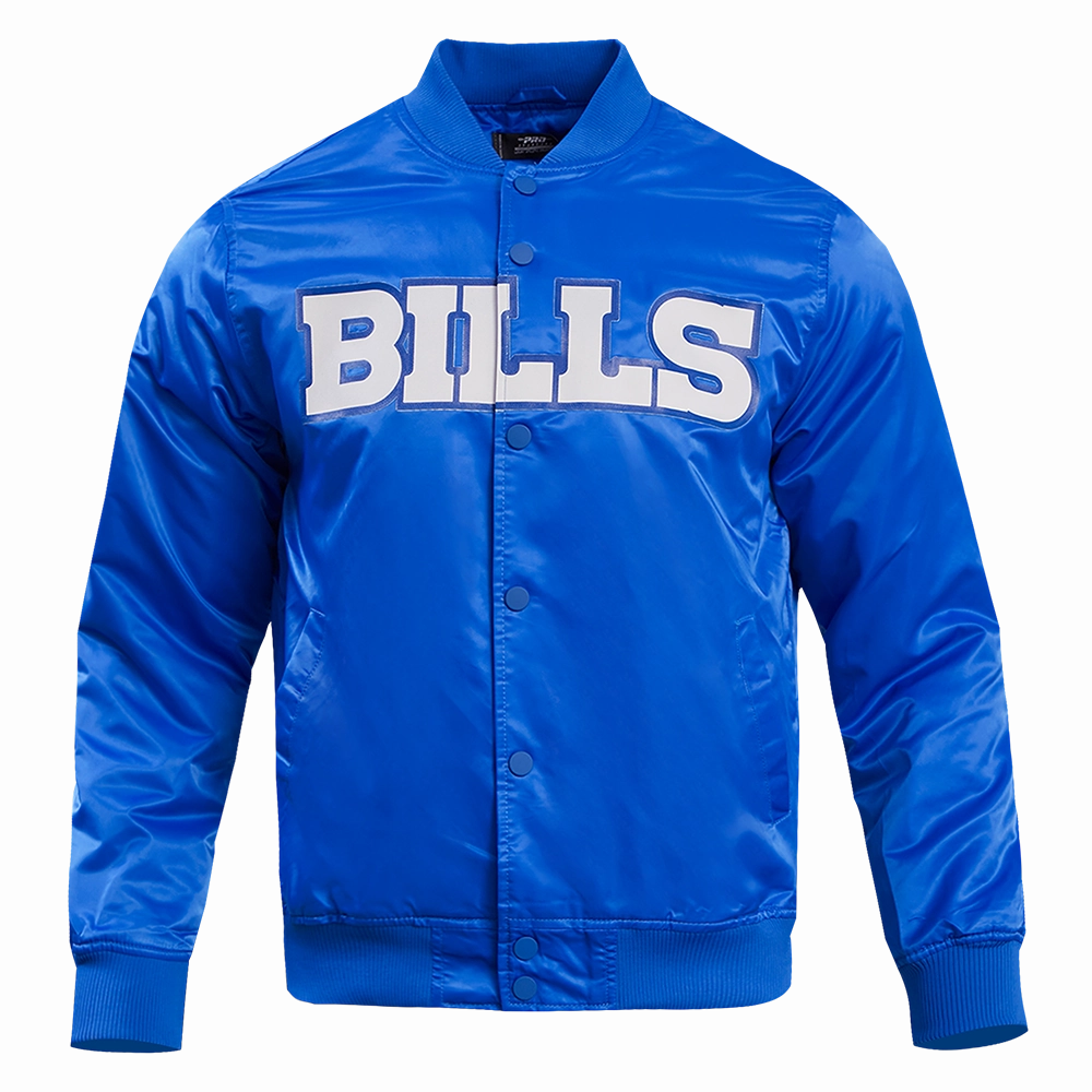 NFL BUFFALO BILLS BIG LOGO NO FILL MEN'S SATIN JACKET (ROYAL BLUE)