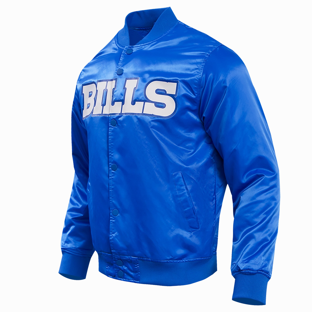 NFL BUFFALO BILLS BIG LOGO NO FILL MEN'S SATIN JACKET (ROYAL BLUE)