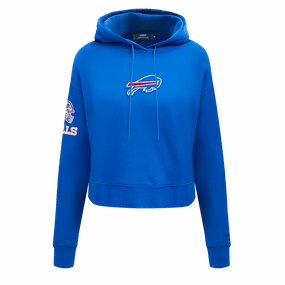 NFL BUFFALO BILLS CLASSIC WOMEN'S FLEECE CROPPED PULLOVER HOODIE (ROYAL BLUE)