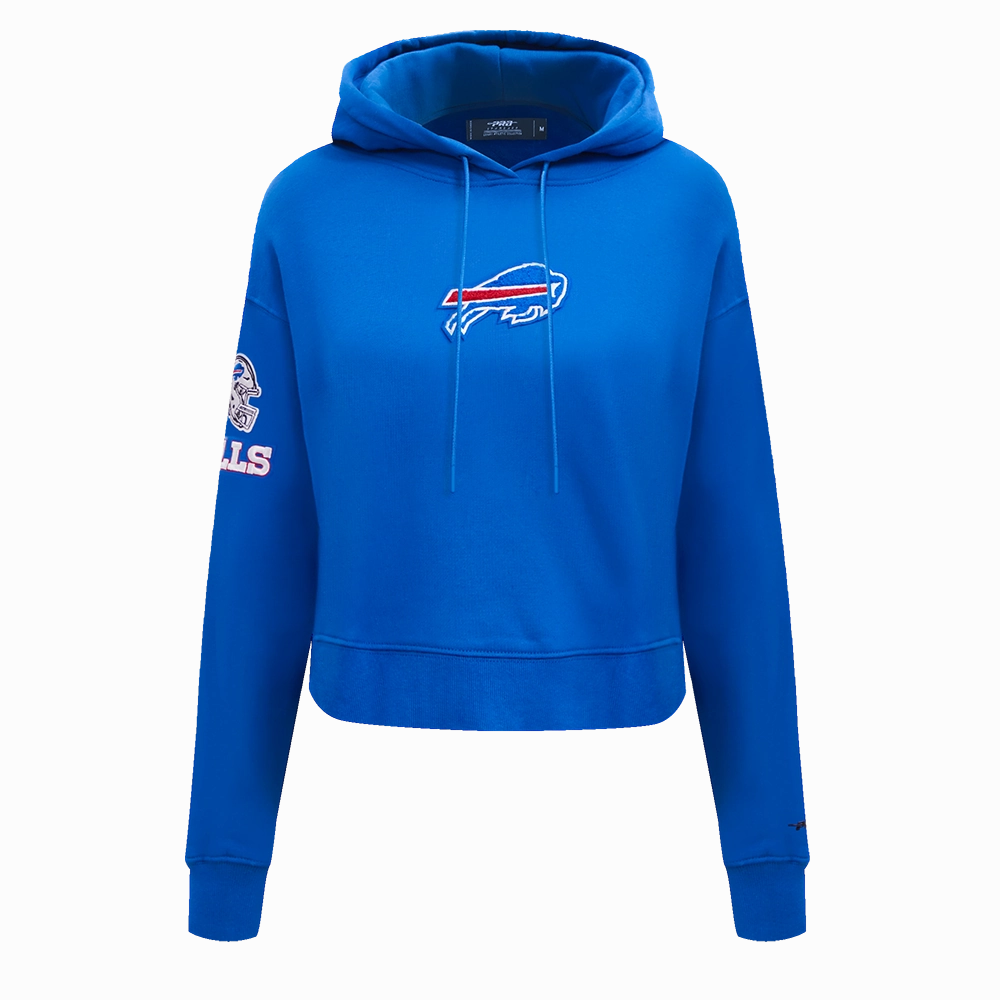 NFL BUFFALO BILLS CLASSIC WOMEN'S FLEECE CROPPED PULLOVER HOODIE (ROYAL BLUE)