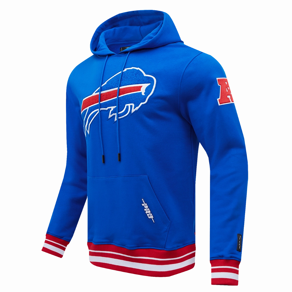 NFL BUFFALO BILLS MASHUP MEN'S RIB PULLOVER HOODIE (ROYAL BLUE/RED)