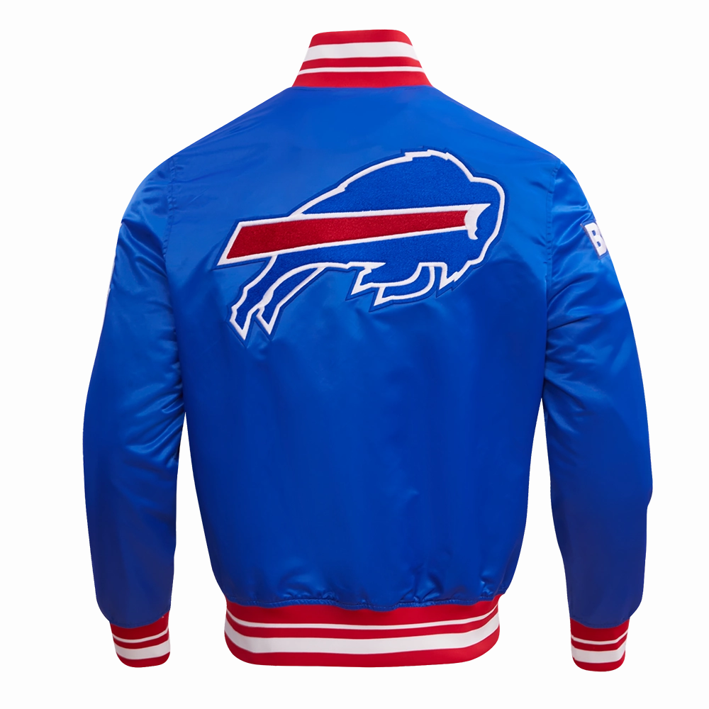 NFL BUFFALO BILLS MASHUP MEN'S RIB SATIN JACKET (ROYAL BLUE/RED)