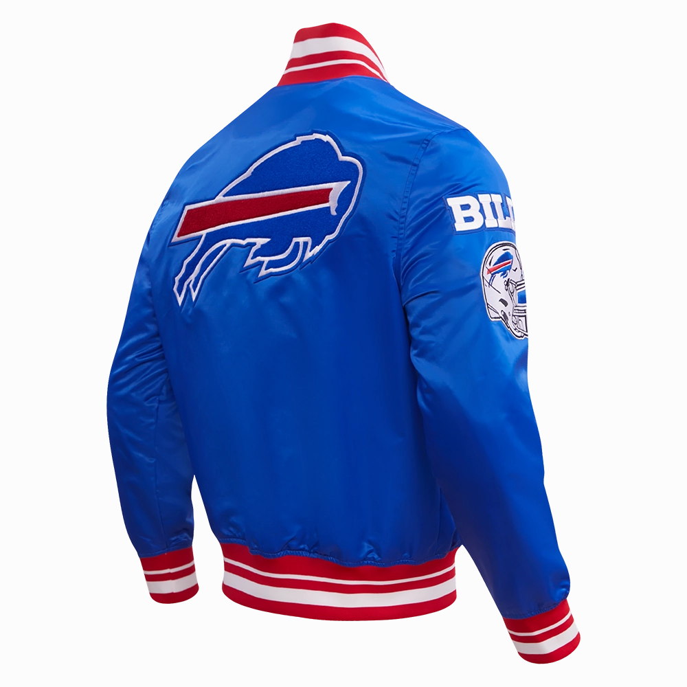 NFL BUFFALO BILLS MASHUP MEN'S RIB SATIN JACKET (ROYAL BLUE/RED)