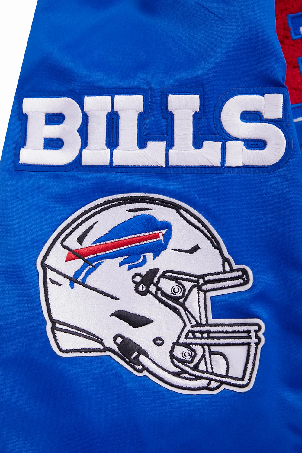NFL BUFFALO BILLS MASHUP MEN'S RIB SATIN JACKET (ROYAL BLUE/RED)