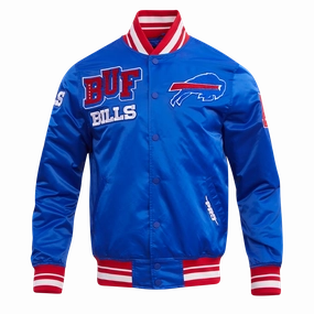 NFL BUFFALO BILLS MASHUP MEN'S RIB SATIN JACKET (ROYAL BLUE/RED)