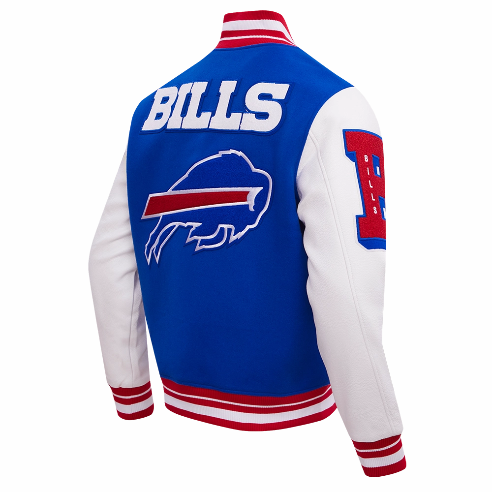NFL BUFFALO BILLS MASHUP MEN'S RIB WOOL VARSITY JACKET (ROYAL BLUE/RED)