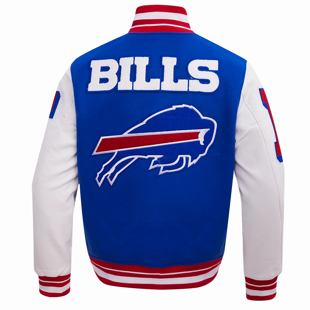 NFL BUFFALO BILLS MASHUP MEN'S RIB WOOL VARSITY JACKET (ROYAL BLUE/RED)